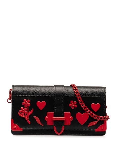 prada city calf cahier wallet on chain|Pre Loved Prada Saffiano City Calf Cahier Heart and Flower .